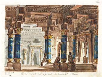 METRODORO CONTI (1810-1887) Group of 8 scenic designs for Giuseppe Verdis opera Nabucco.